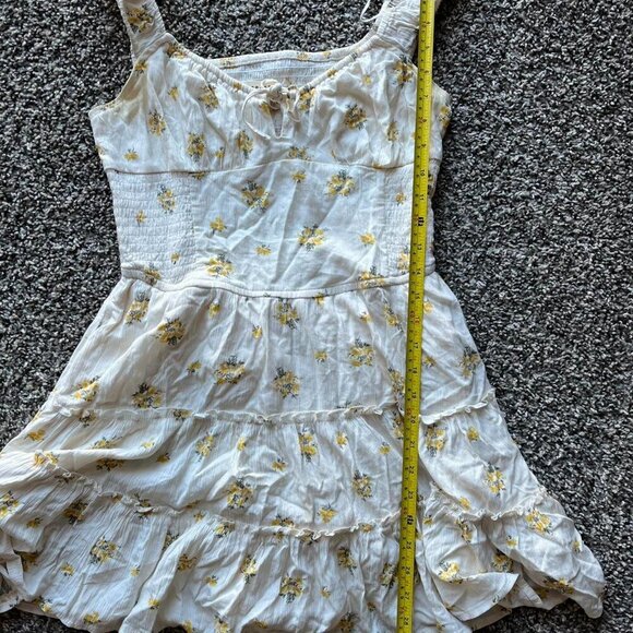 Aeropostale Floral Mini Dress Womens Medium White And Yellow Flower Flowy Dress - Picture 7 of 8